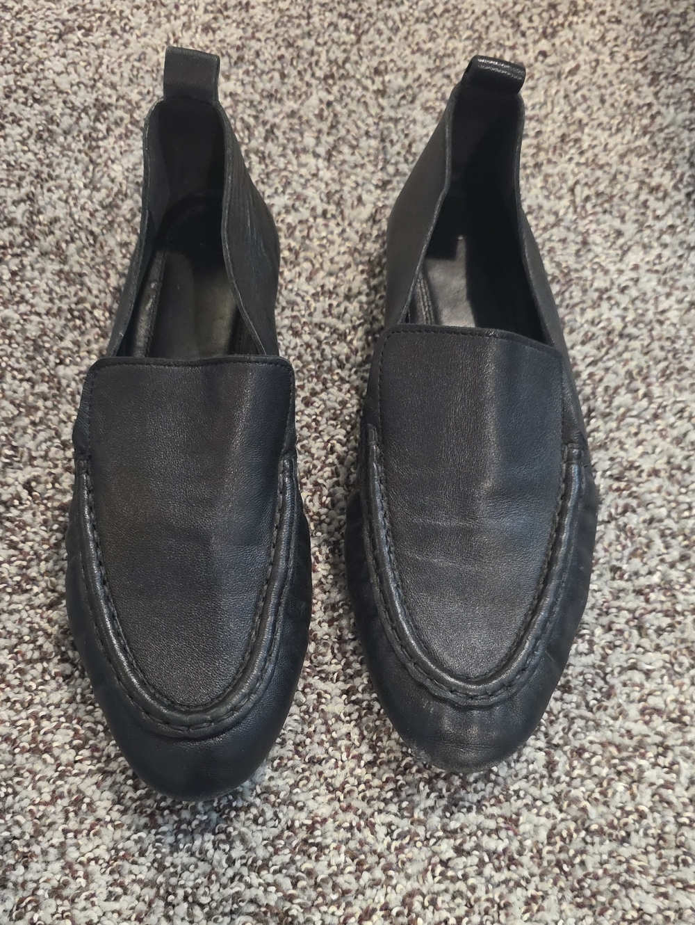 Massimo Dutti Black Leather Slip-On Loafers